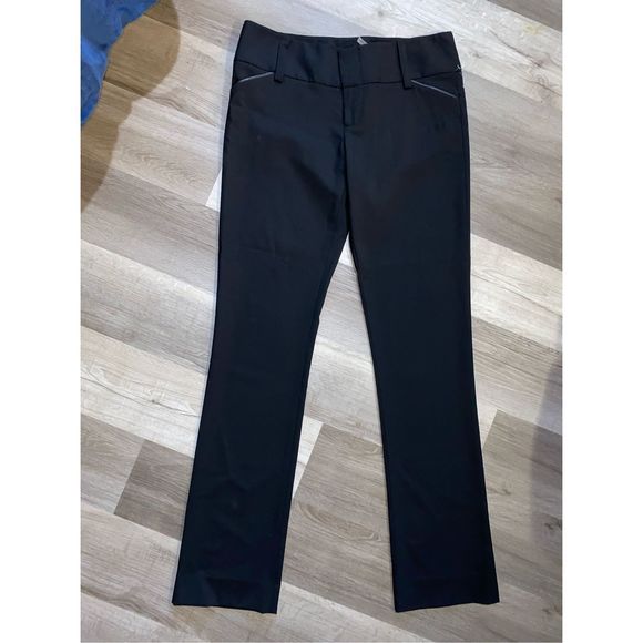 Alice + Olivia Andrew Skinny Pant Black Wool Leather Trim Pants, Sz 10, MP $395 - Picture 2 of 10